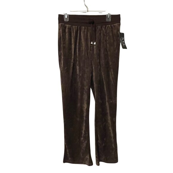 NWT New York Laundry Womens Brown Velour Lounge Pants W/Drawstring Waist Medium - Picture 1 of 7